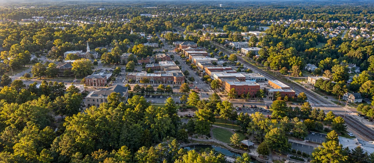Aerial view of Fuquay-Varina, NC